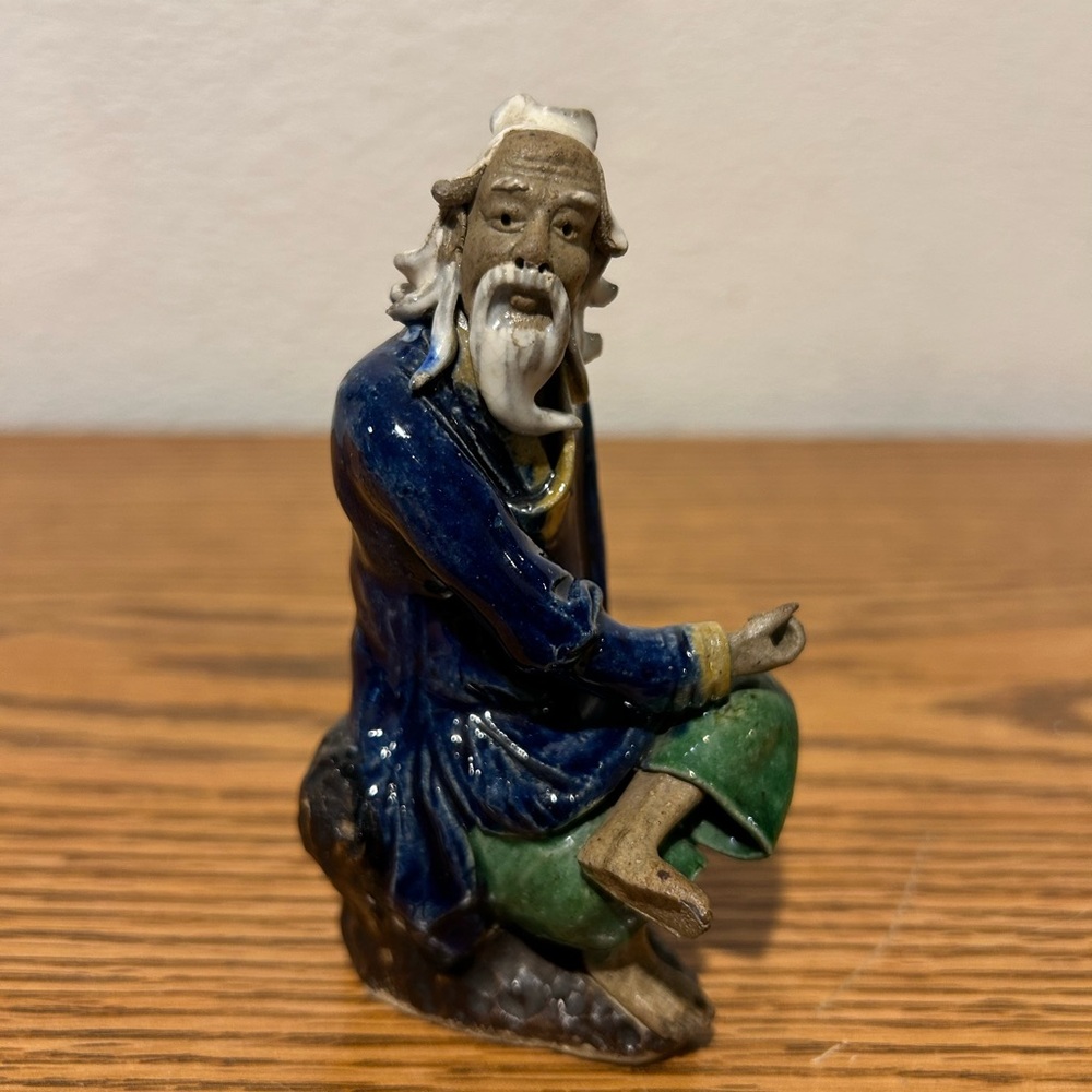 Shiwan Artistic Ceramic Factory Sitting Chinese Fisherman